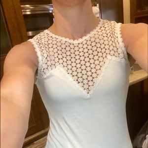 H&M Sleeveless Tank Top Cream Crotchet Size Small